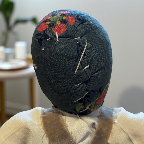 Vintage Polish Sawdust  Folk Art Cloth Doll 14” Cloth Composition Mask Face - Picture 9 of 13